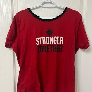 Red T-Shirt with 'Stronger Together' Print